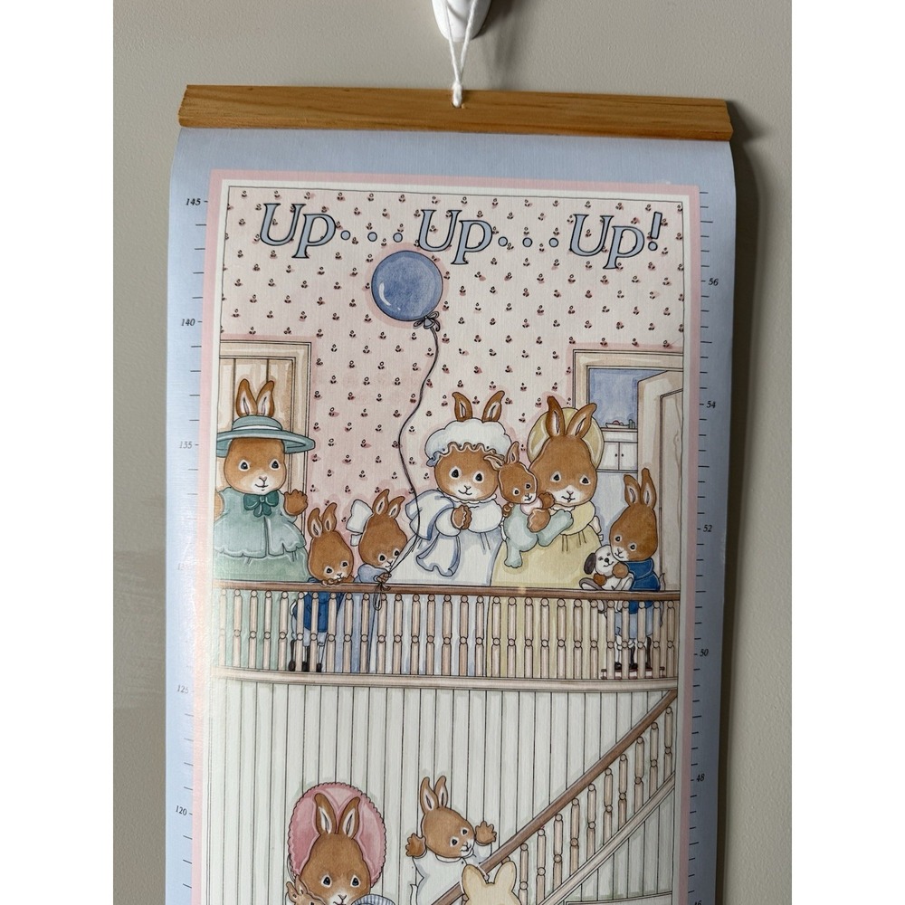 CR Gibson USA Vintage Cara Marks Bunny Growth Chart‎ 9" X 36" Baby Nursery